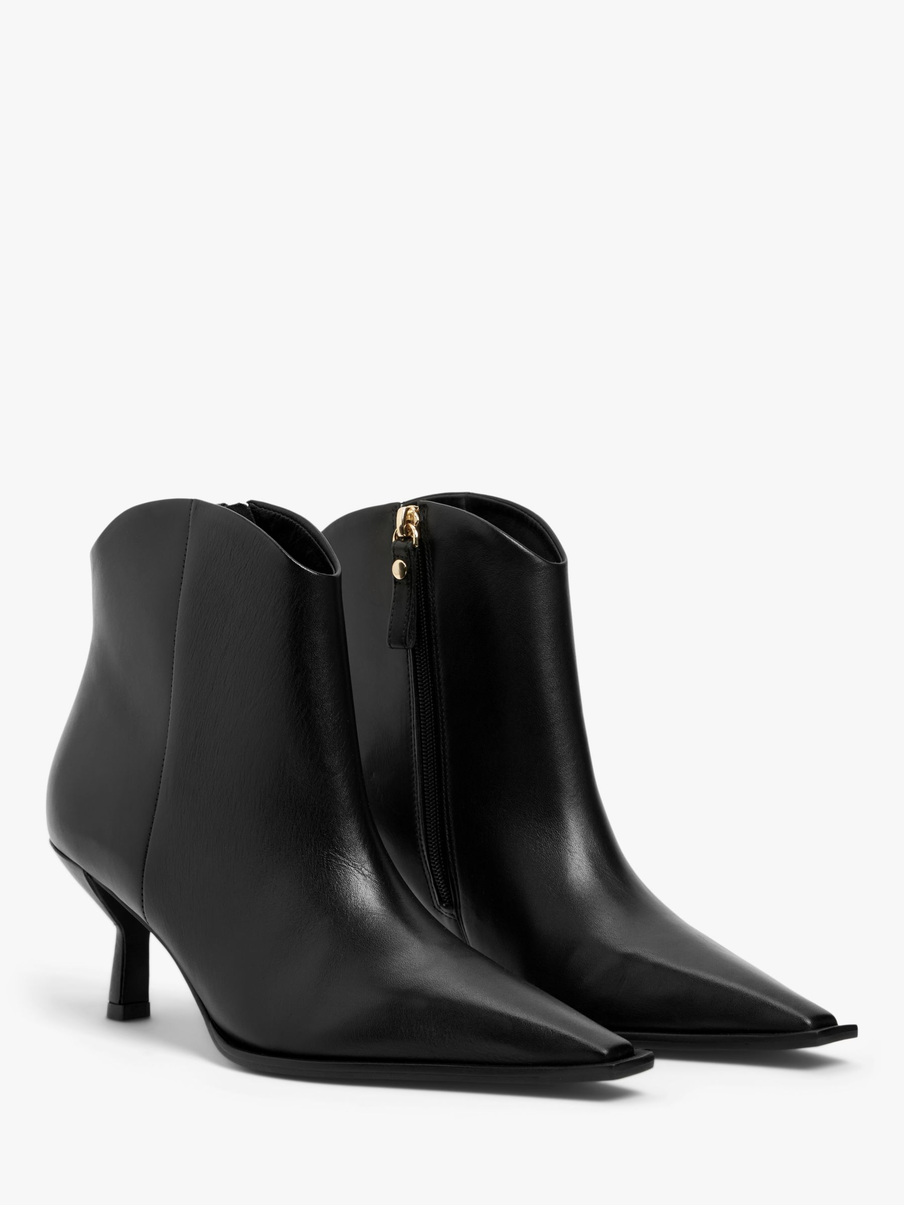 John Lewis Panama Leather Dressy Western Ankle Boots, Black, 6
