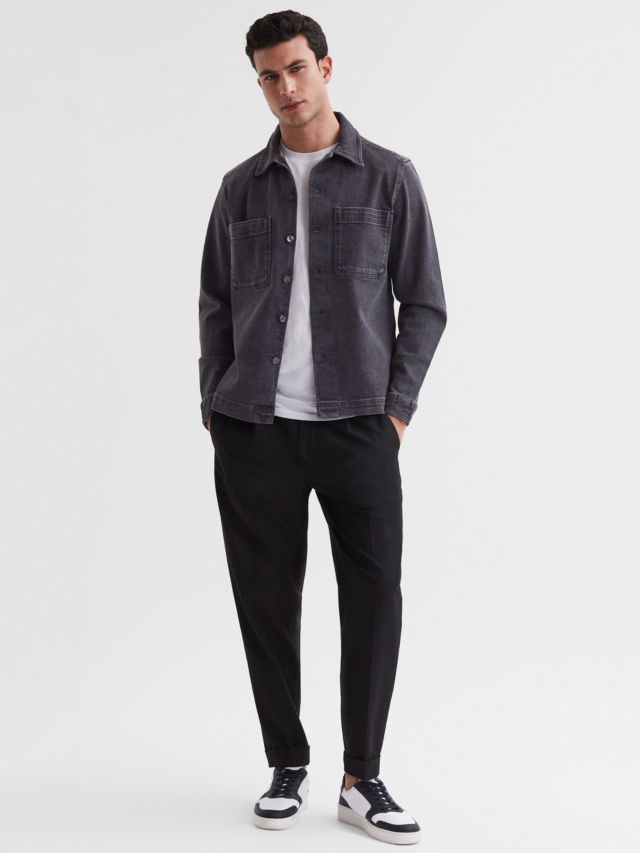 Reiss Tempo Denim Overshirt, Washed Black, XS