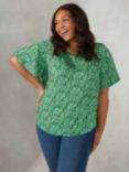 Live Unlimited Curve Ditsy Print Jersey Top, Green