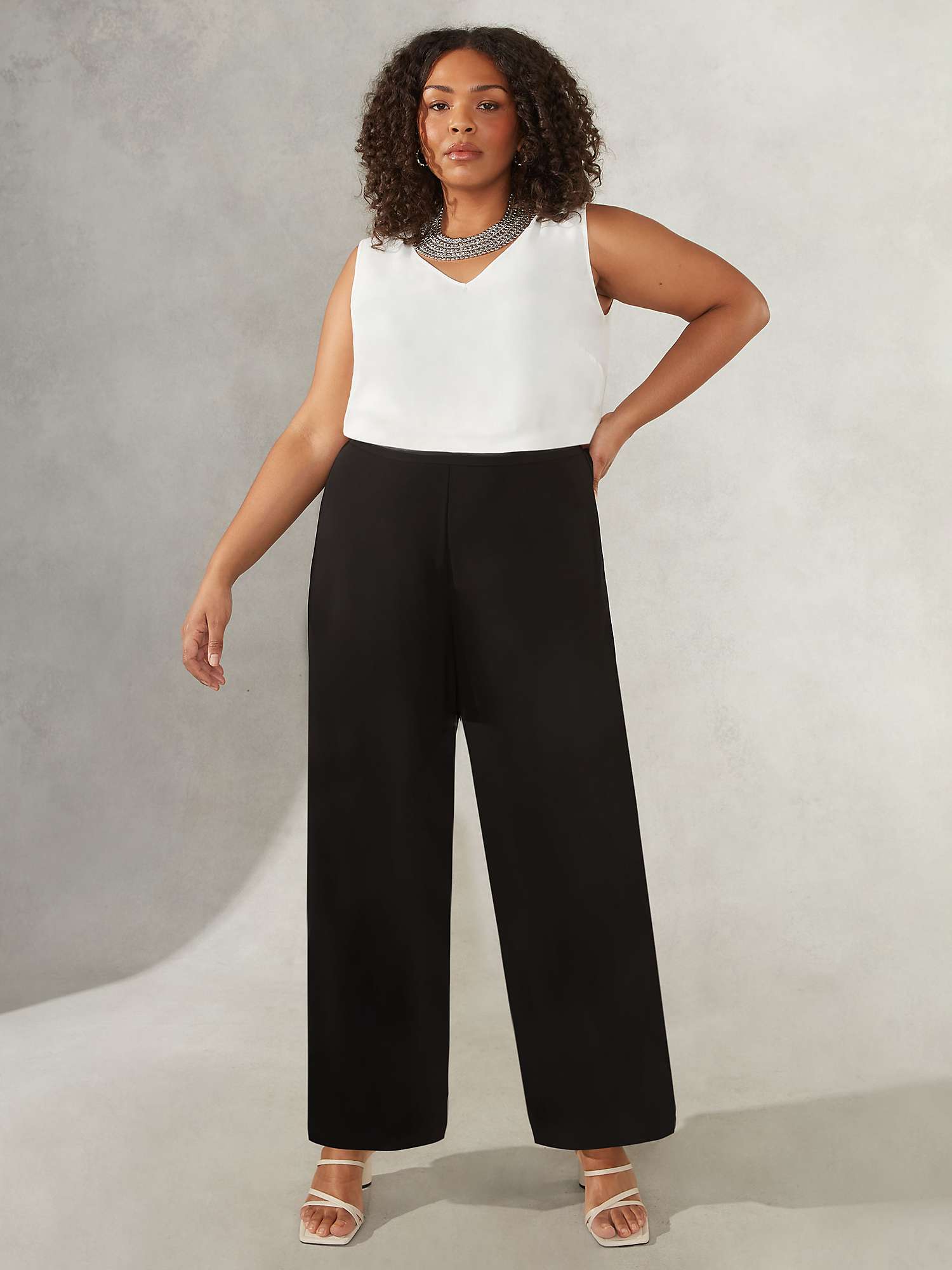 Live Unlimited Curve Chiffon Lined Wide Leg Trousers, Black at John Lewis &  Partners
