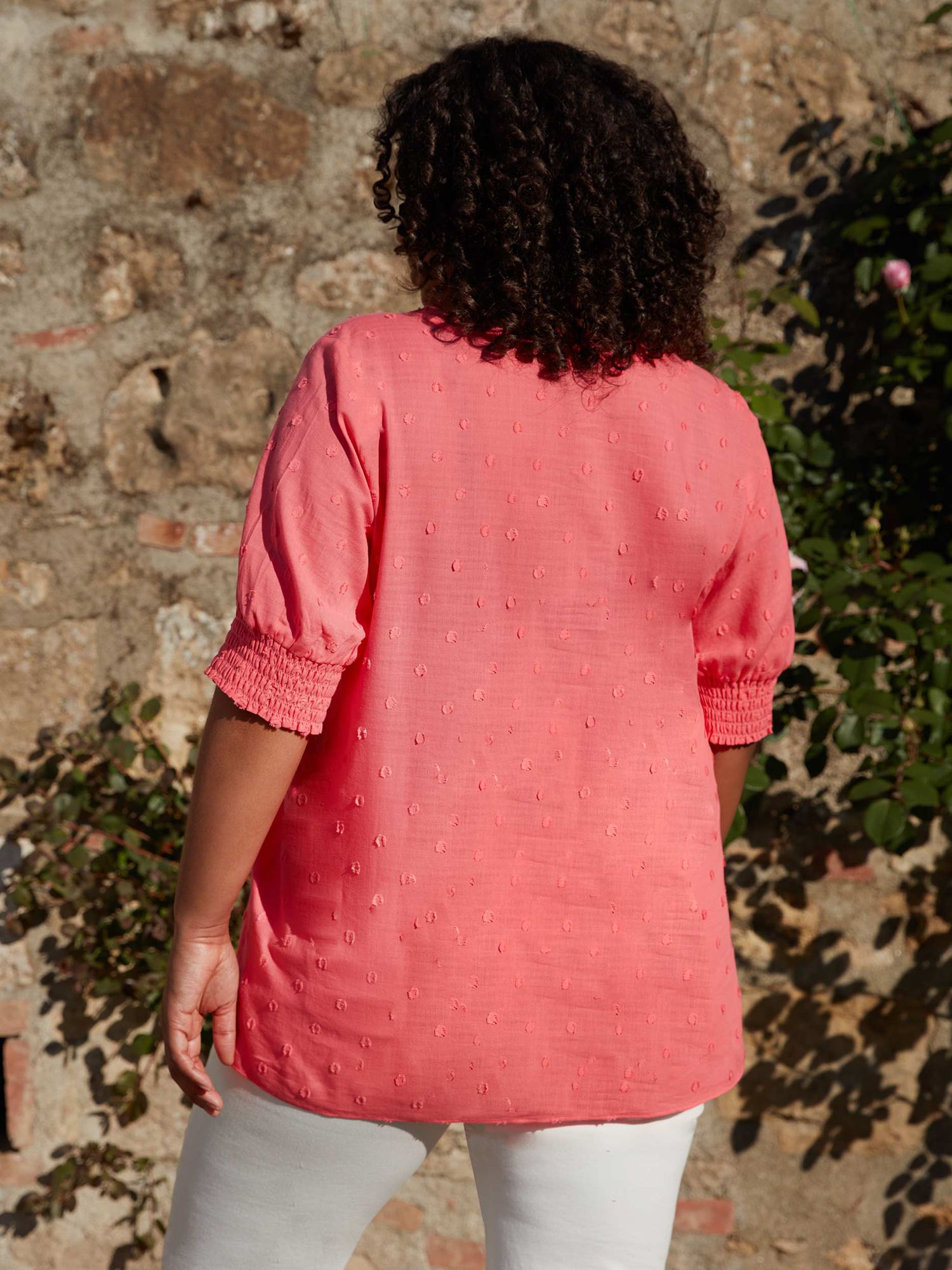Buy Live Unlimited Curve Dobby Blouse, Pink Online at johnlewis.com