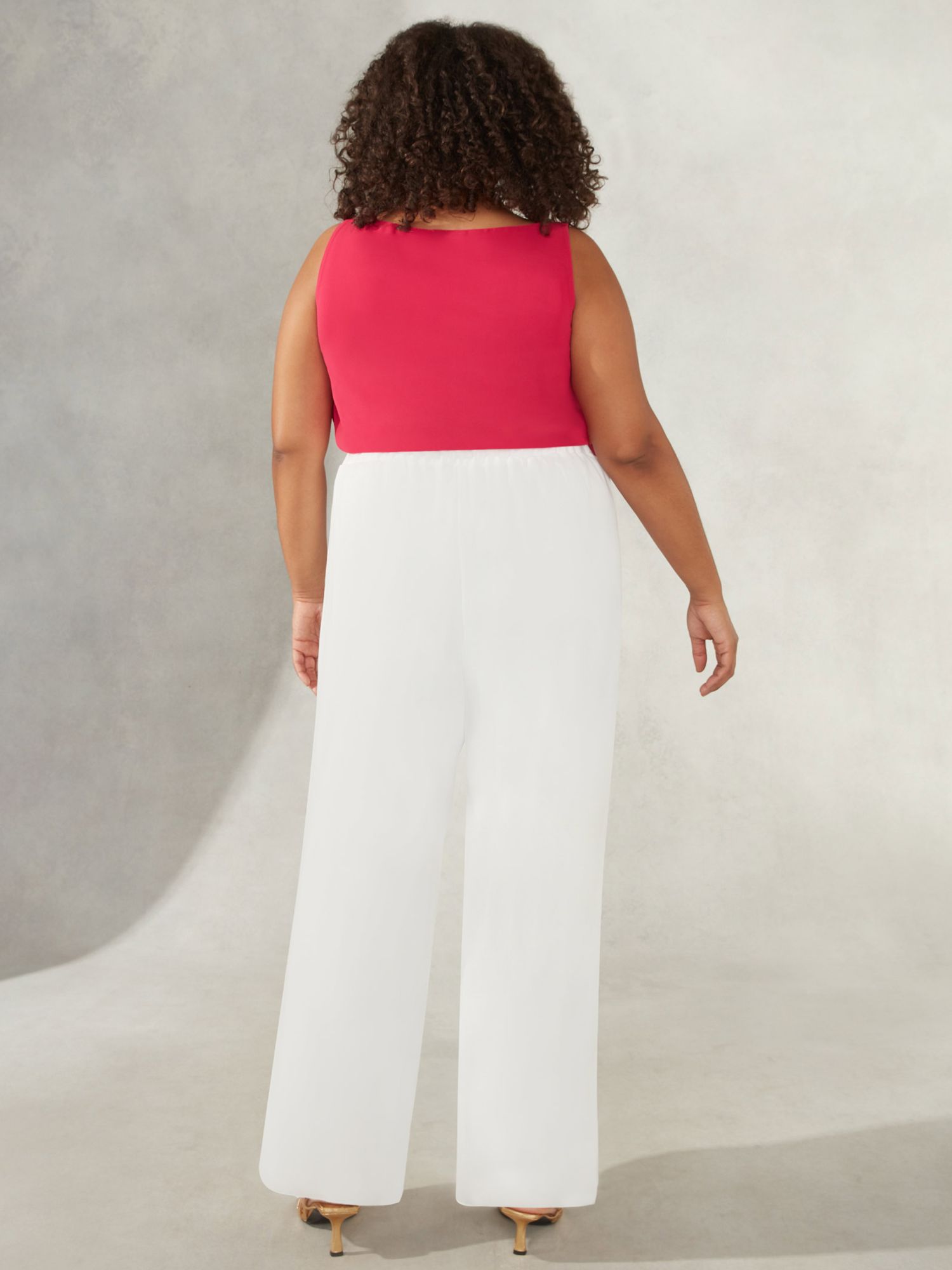 Buy Live Unlimited Curve Chiffon Lined Wide Leg Trousers, Ivory Online at johnlewis.com