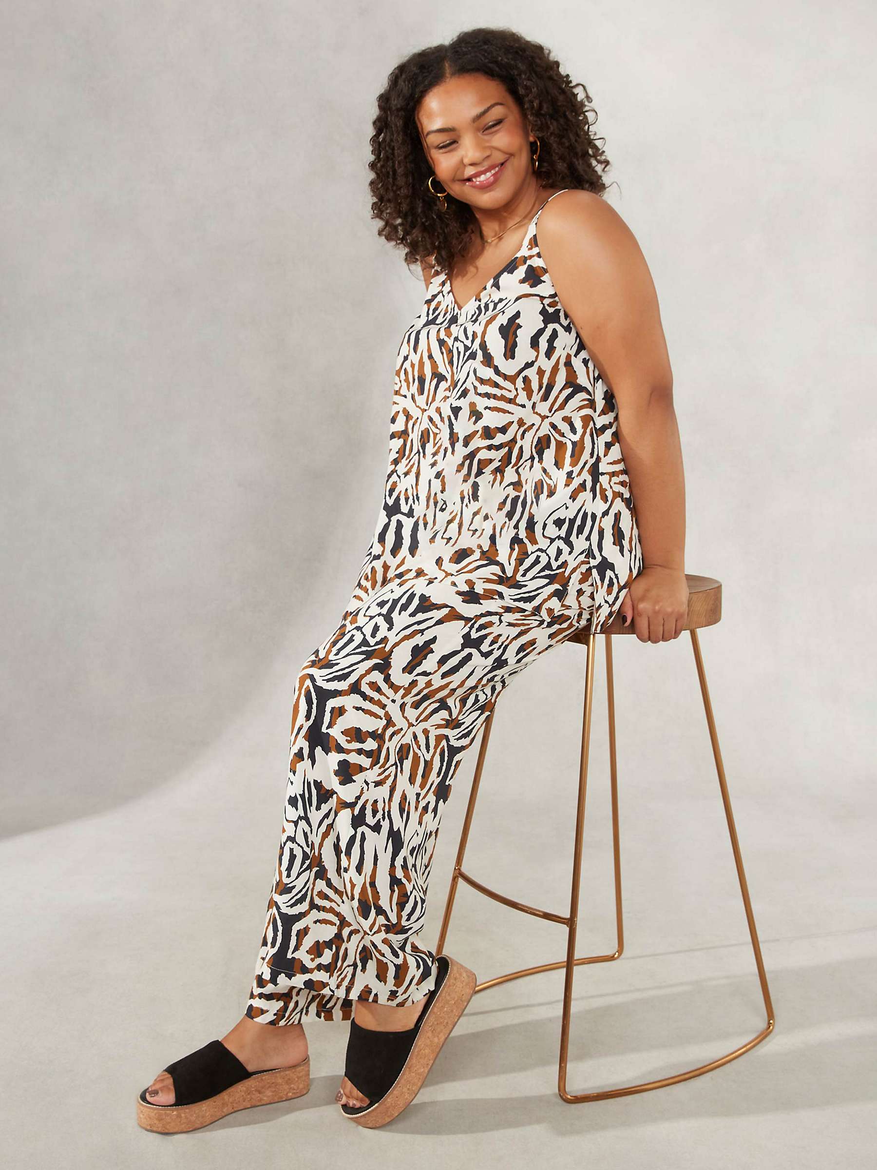 Buy Live Unlimited Curve Animal Print Wide Leg Trousers, White/Multi Online at johnlewis.com