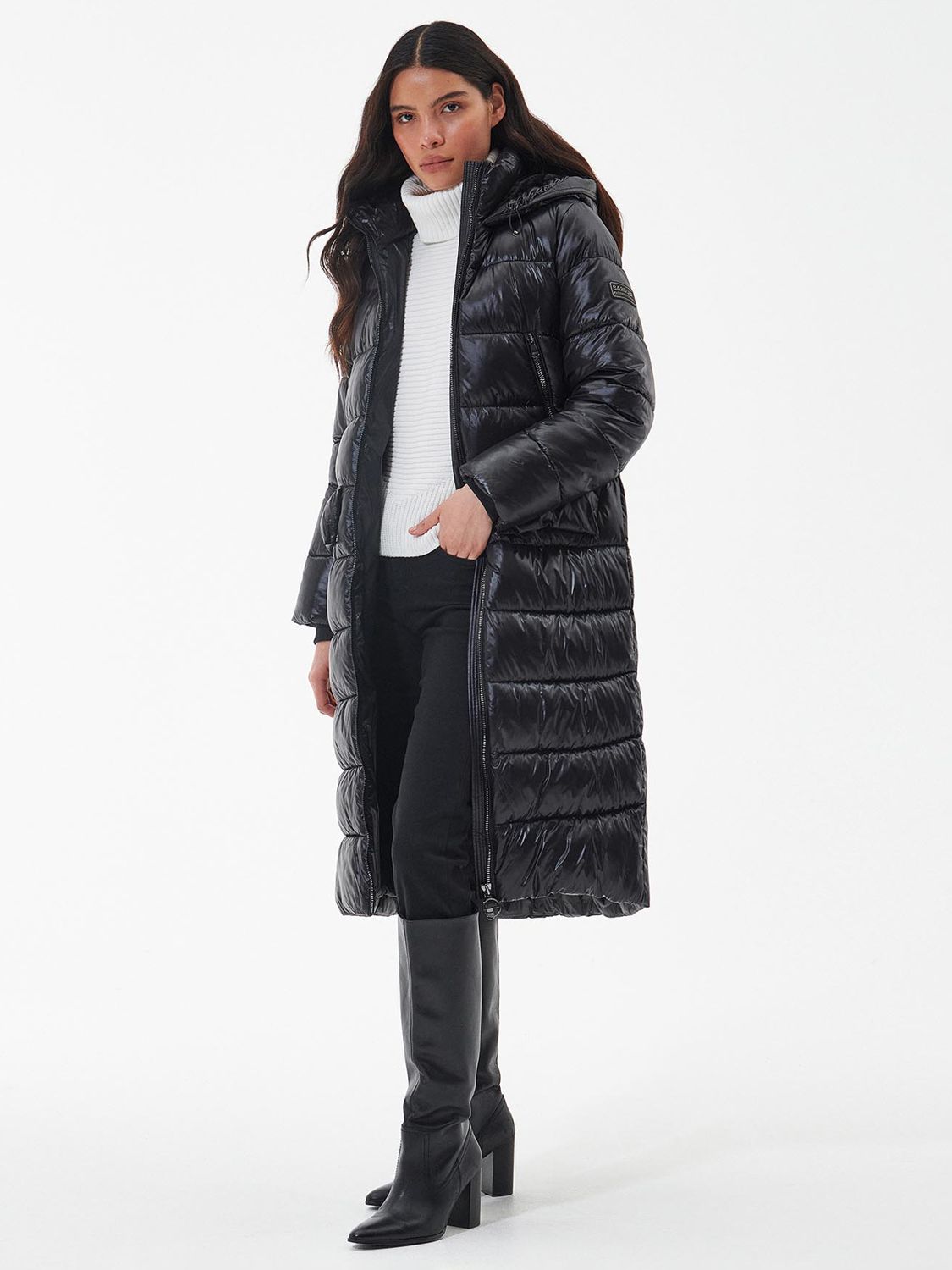 LONGLINE QUILTED COAT - Black