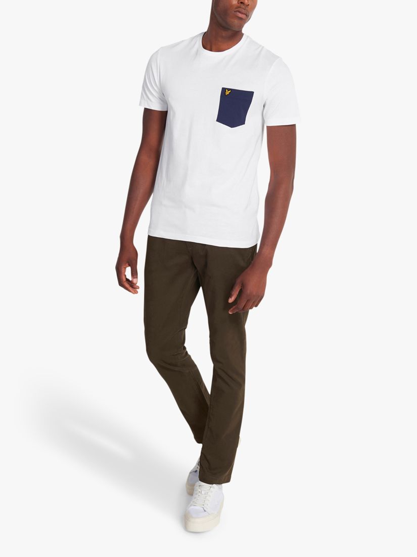 Buy Lyle & Scott Contrast Pocket T-Shirt, White/Navy Online at johnlewis.com