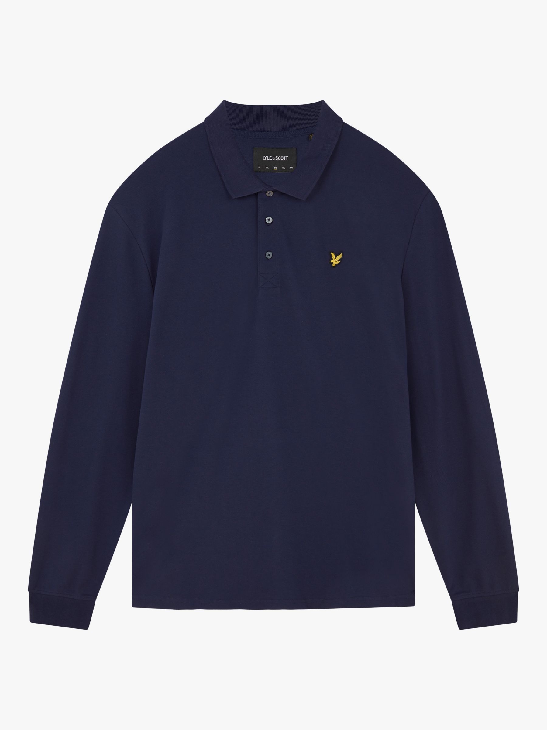 Lyle & Scott Long Sleeve Polo Shirt, Navy, L