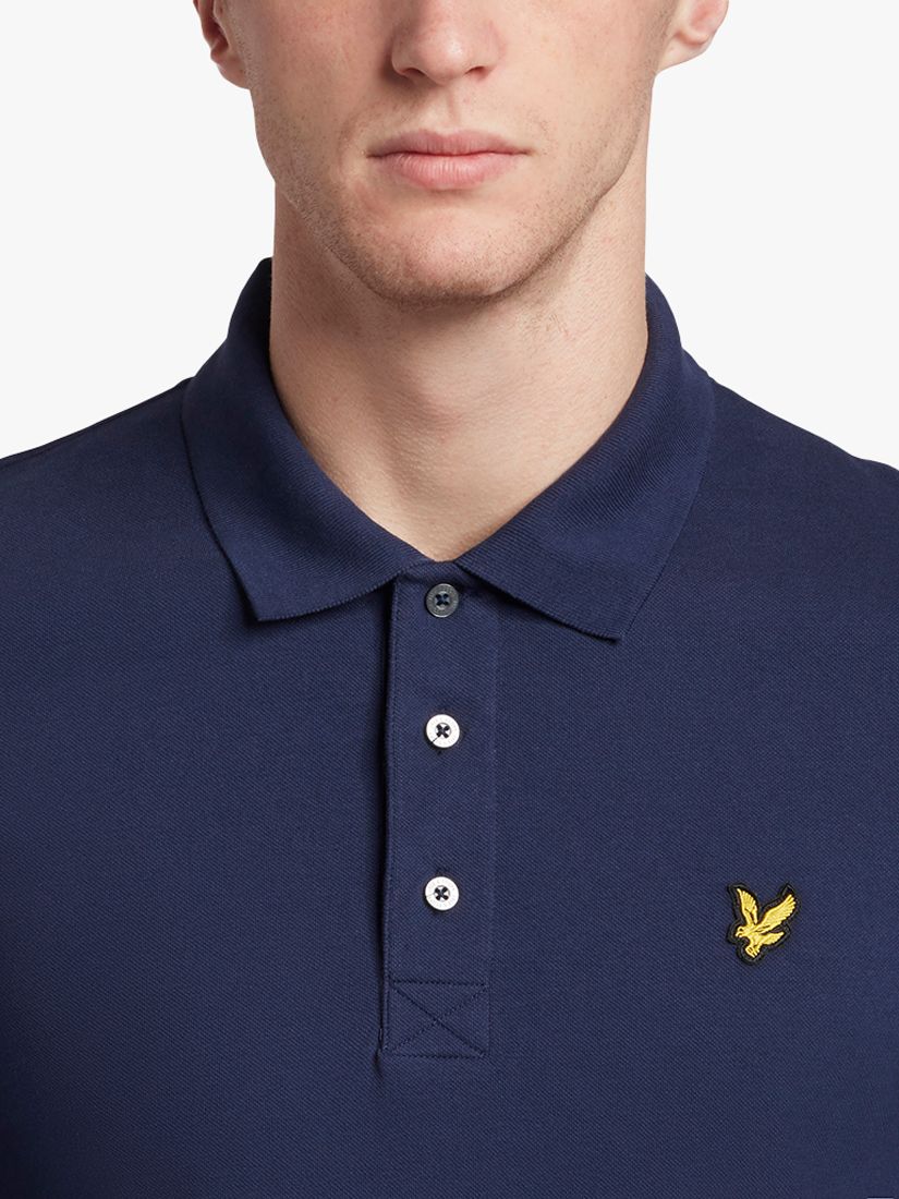 Lyle & Scott Long Sleeve Polo Shirt, Navy, L