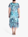 chesca Hummingbird V-Neck Mesh Dress, Aqua/Multi