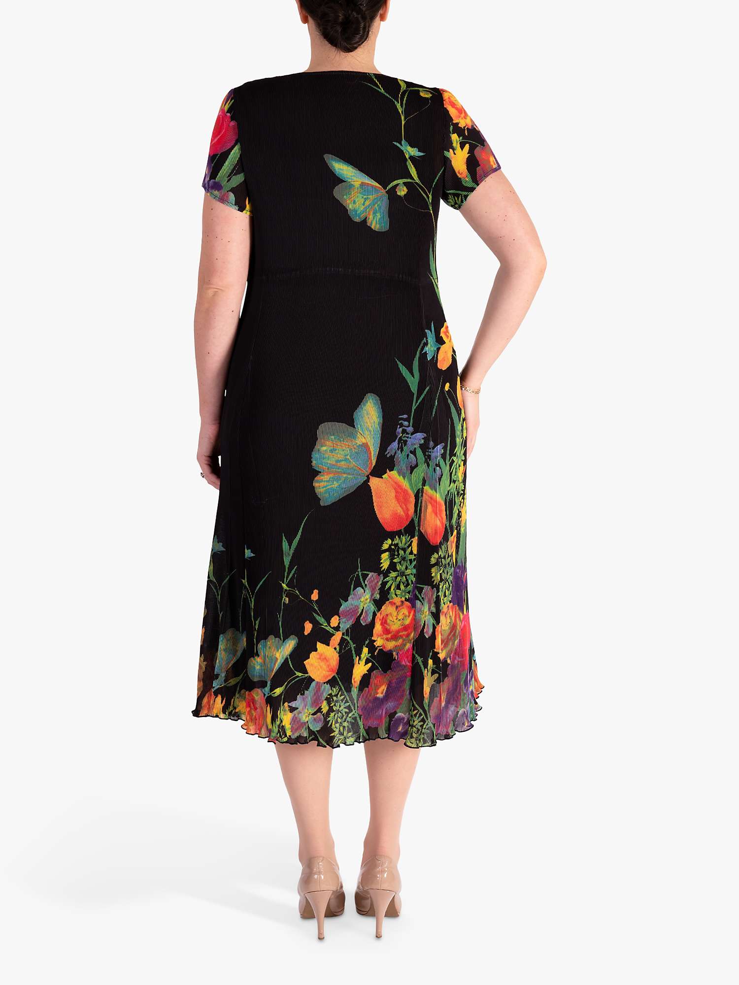 Buy chesca Tiffany Pleated Midi Dress, Black/Multi Online at johnlewis.com