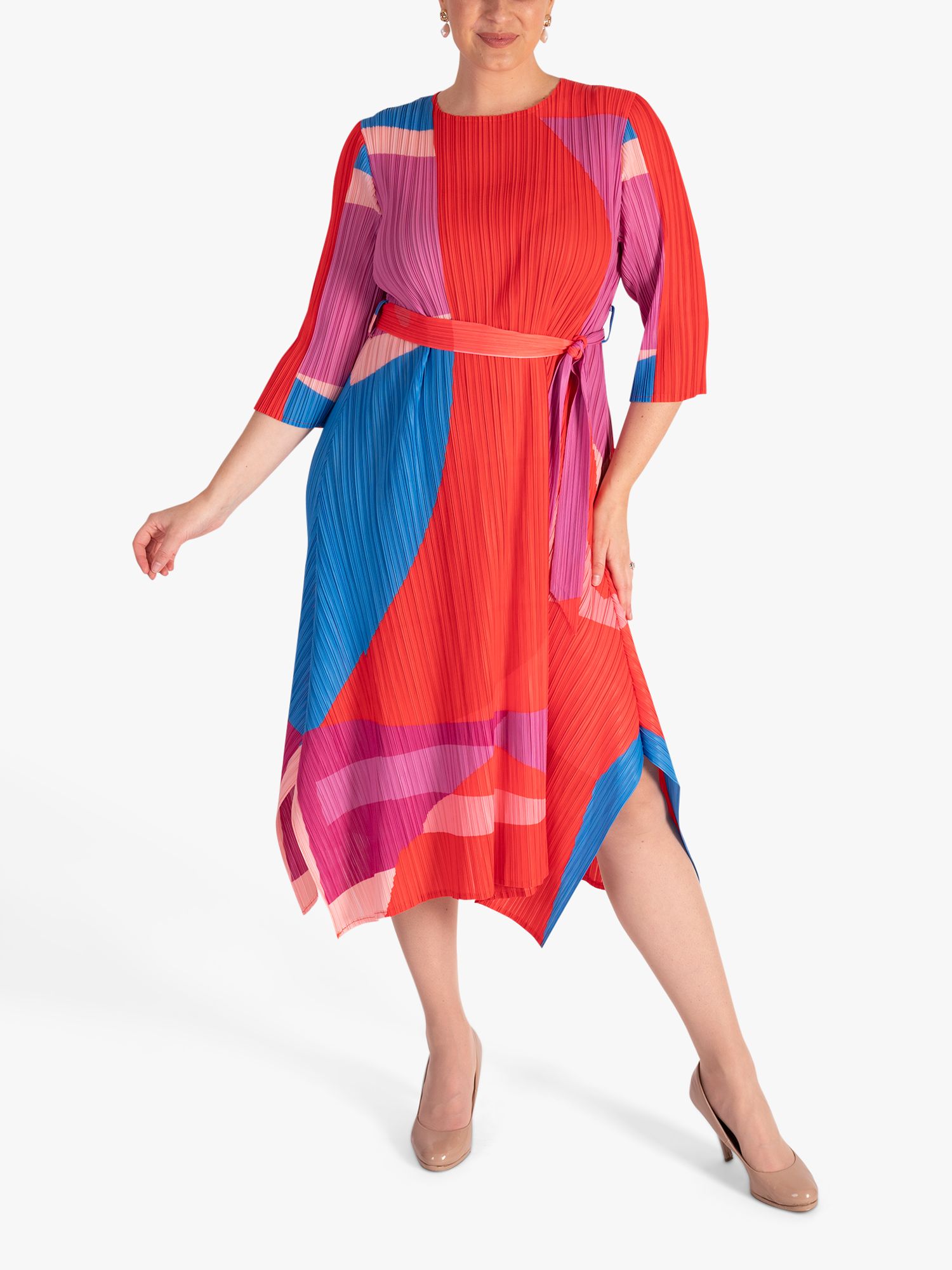 Buy chesca Cosmopolitan Abstract Print Midi Dress, Strawberry/Multi Online at johnlewis.com