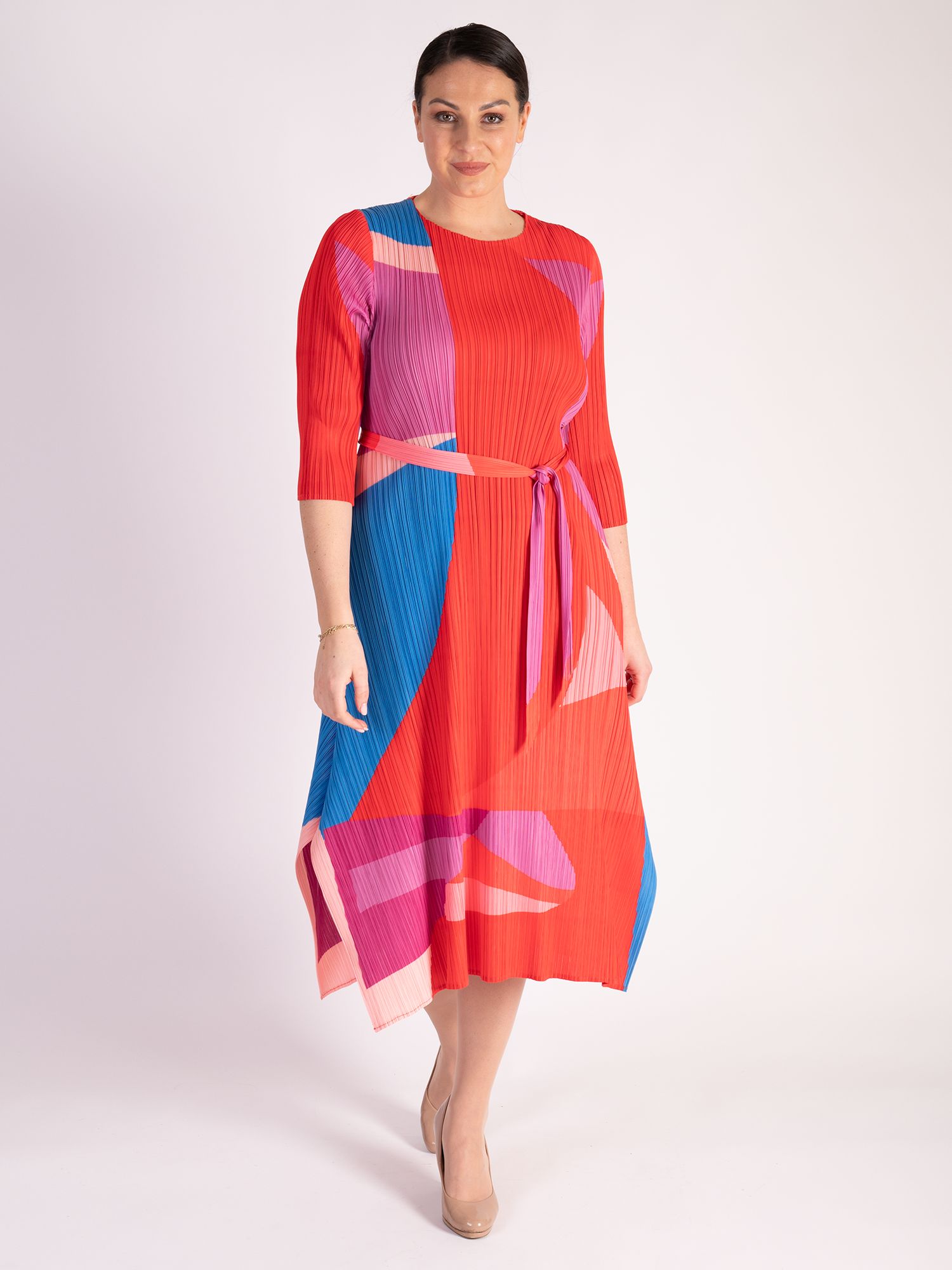 Buy chesca Cosmopolitan Abstract Print Midi Dress, Strawberry/Multi Online at johnlewis.com