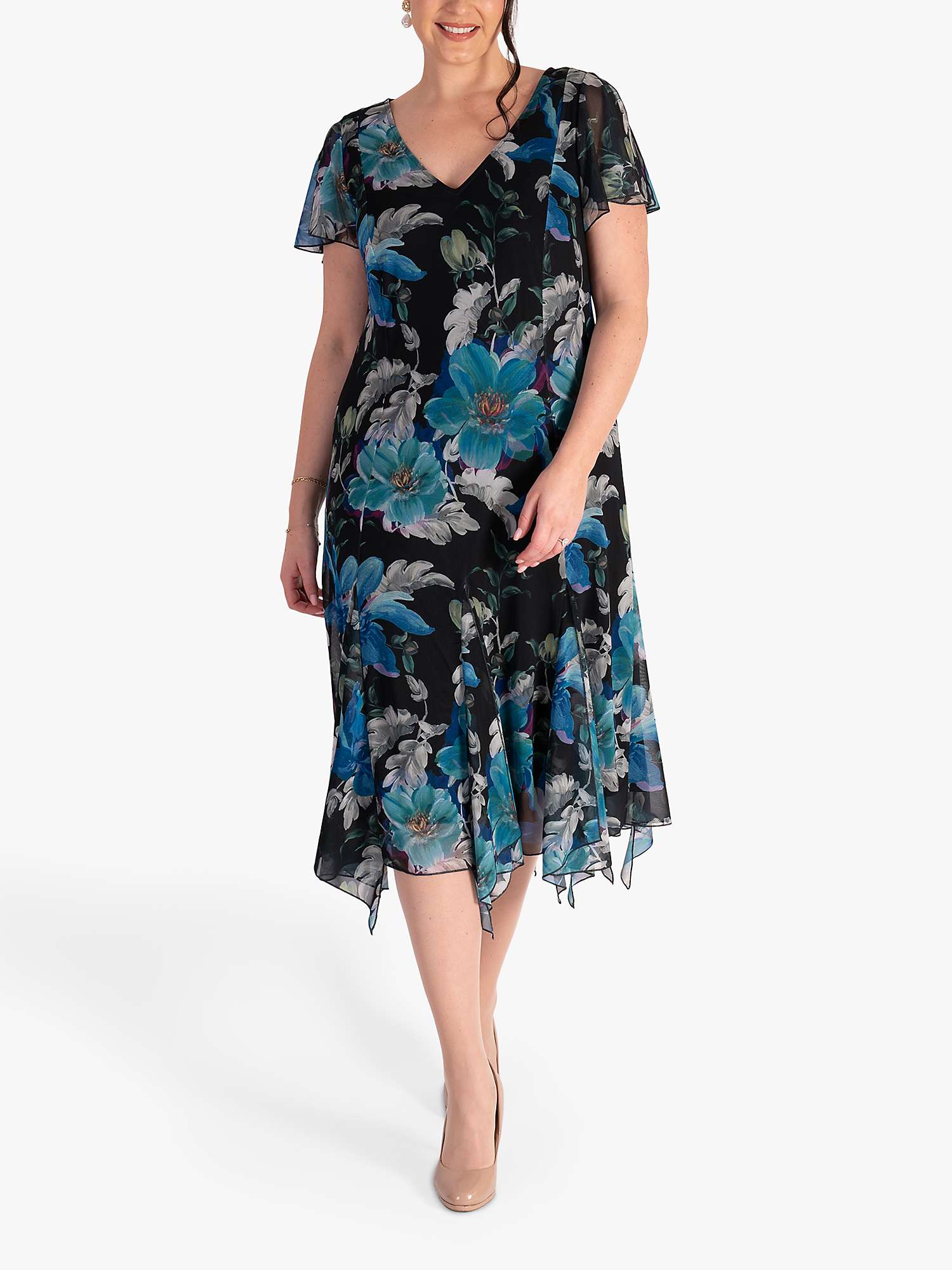 Buy chesca Aurora V-Neck Mesh Dress, Black/Multi Online at johnlewis.com