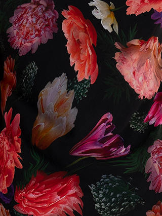 chesca Rose Print Midi Chiffon Dress, Black/Multi