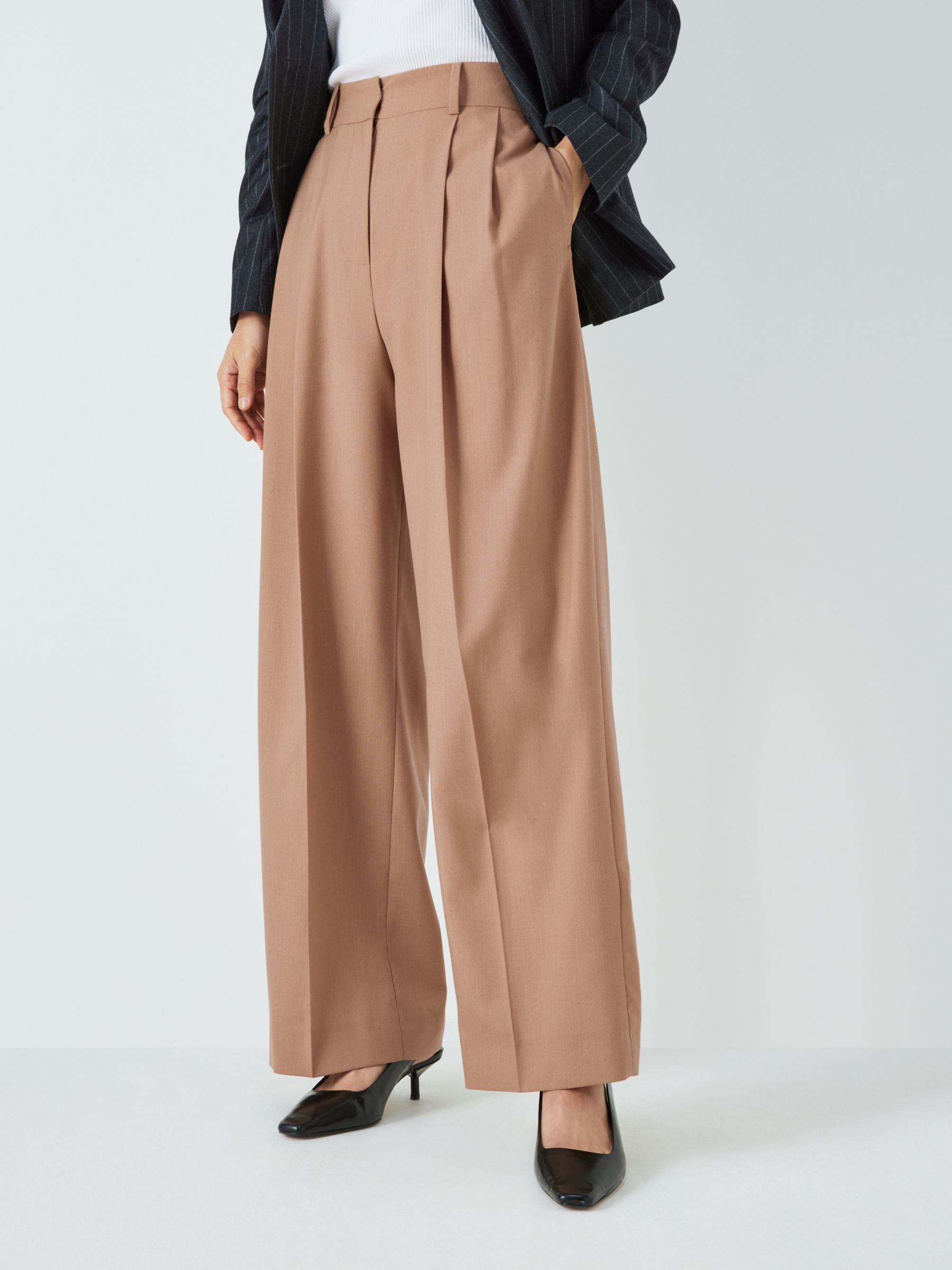 Buy Tanming Women's Thick Wool Blend Cropped Wide Leg Pant Trousers  (Medium, Brown) at