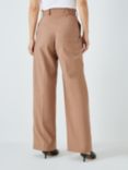 John Lewis Plain Wool Blend Wide Leg Trousers, Camel