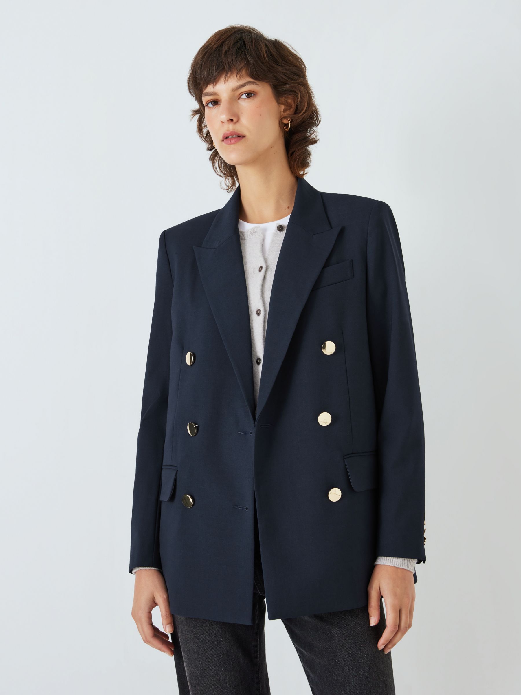 Double Breasted Corduroy Blazer COOL BLUE