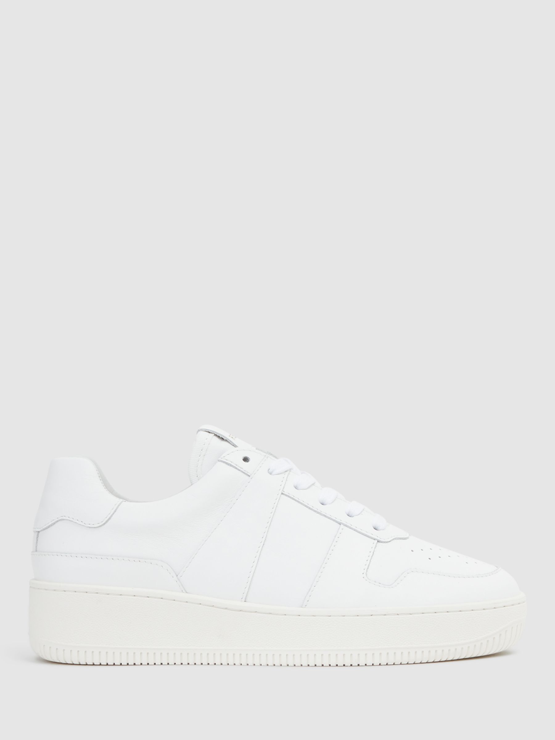 Reiss Aira Mid Top Leather Trainers, White