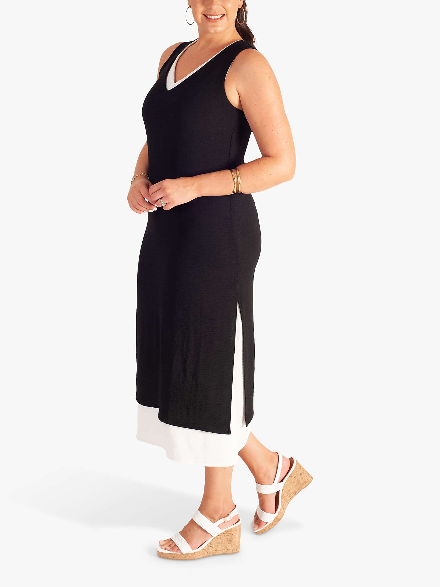 Buy chesca Double Layer Sleeveless Midi Dress, Black/White Online at johnlewis.com