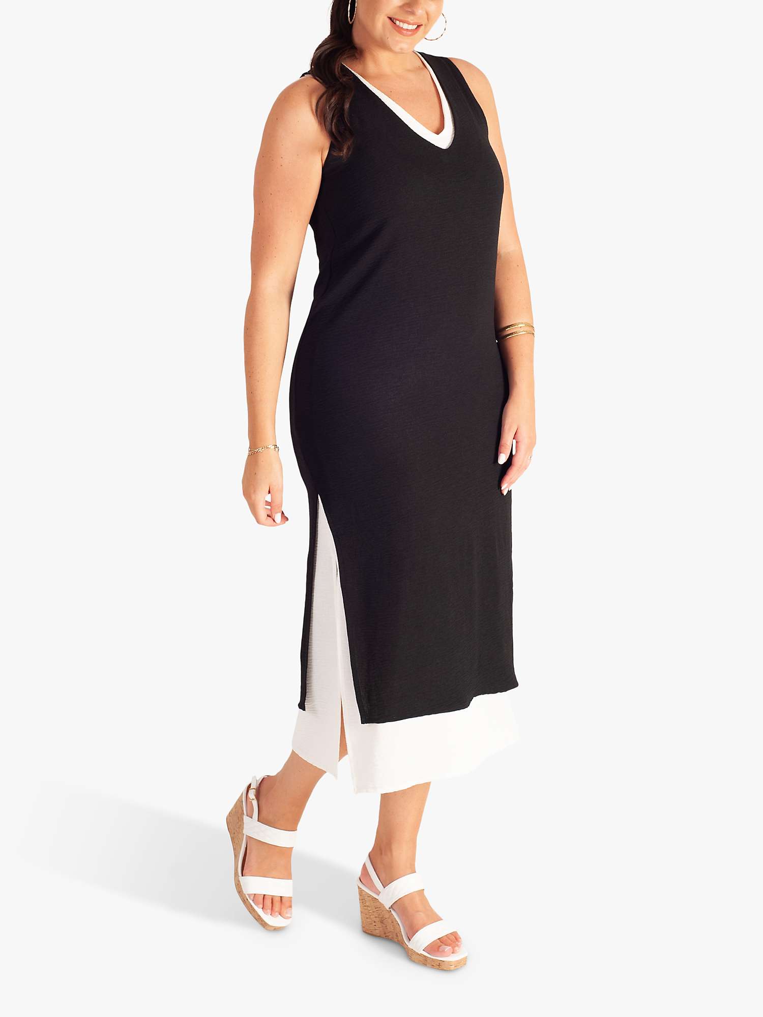 Buy chesca Double Layer Sleeveless Midi Dress, Black/White Online at johnlewis.com