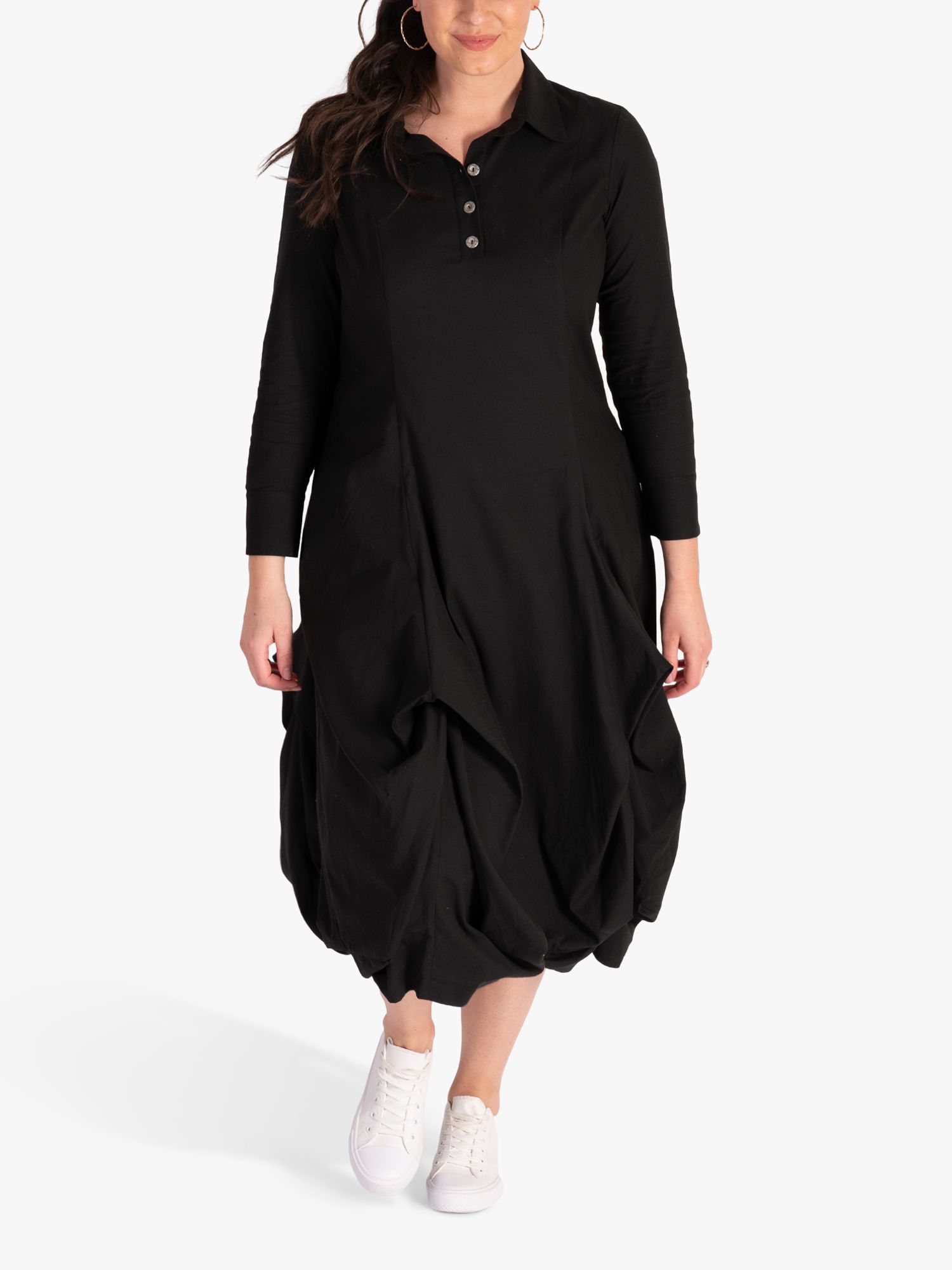 Chesca Tuck Detail Midi Dress, Black