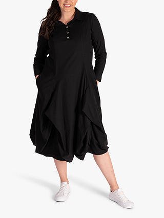 chesca Tuck Detail Midi Dress, Black