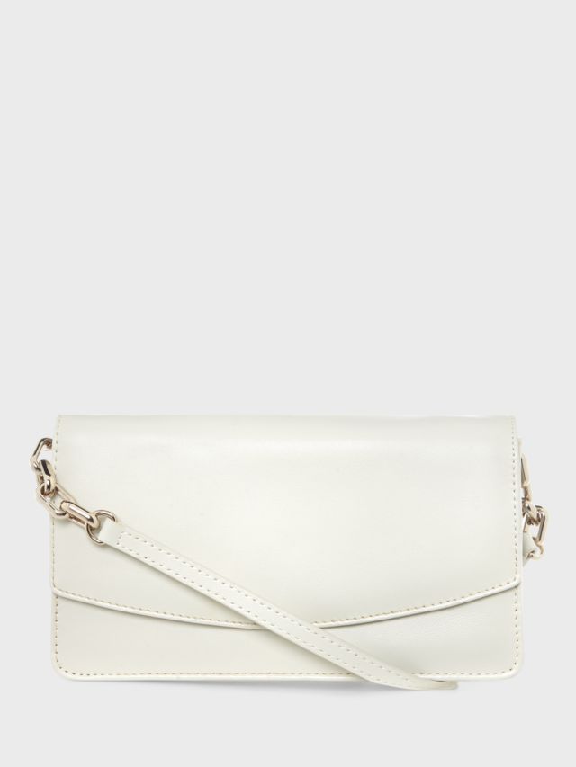 Hobbs Kensington Leather Clutch Bag, Ivory, One Size