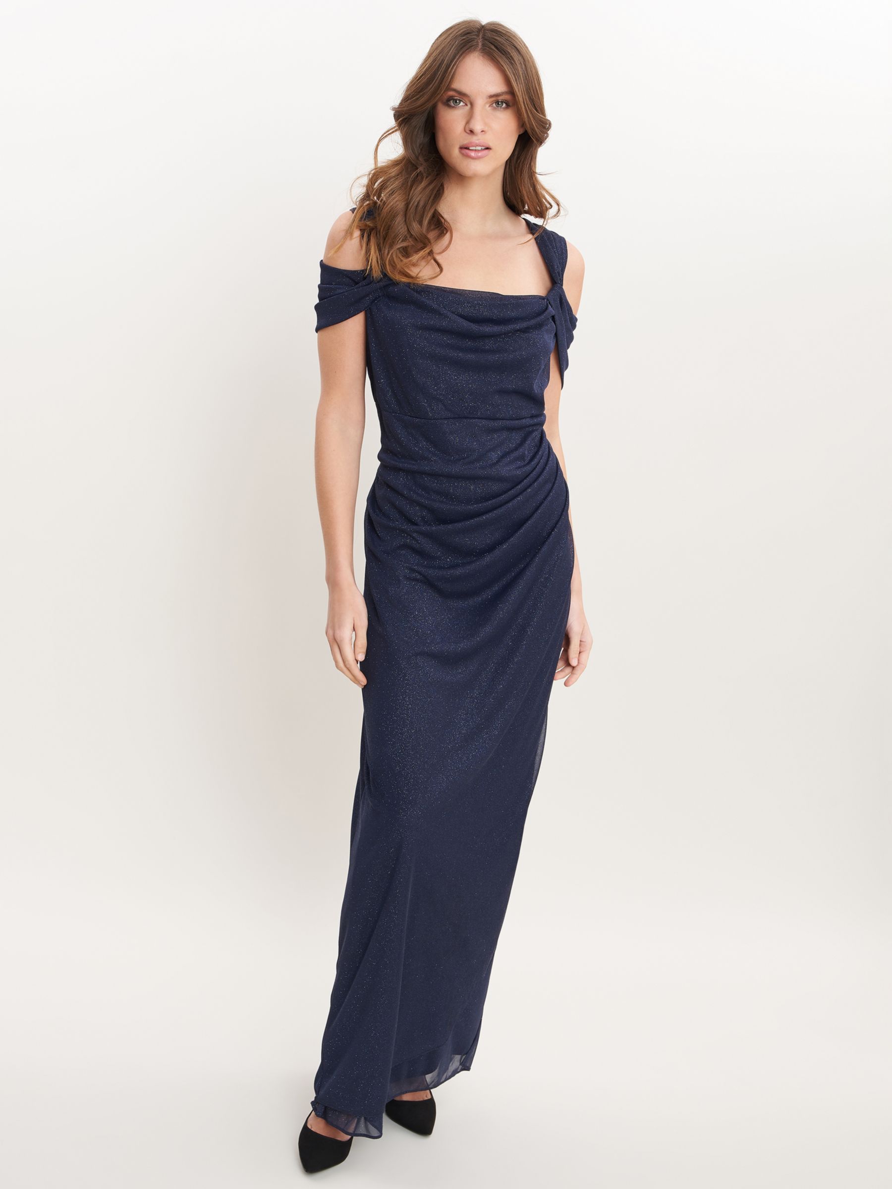 Gina Bacconi Shree Cold Shoulder Maxi Dress Navy at John Lewis