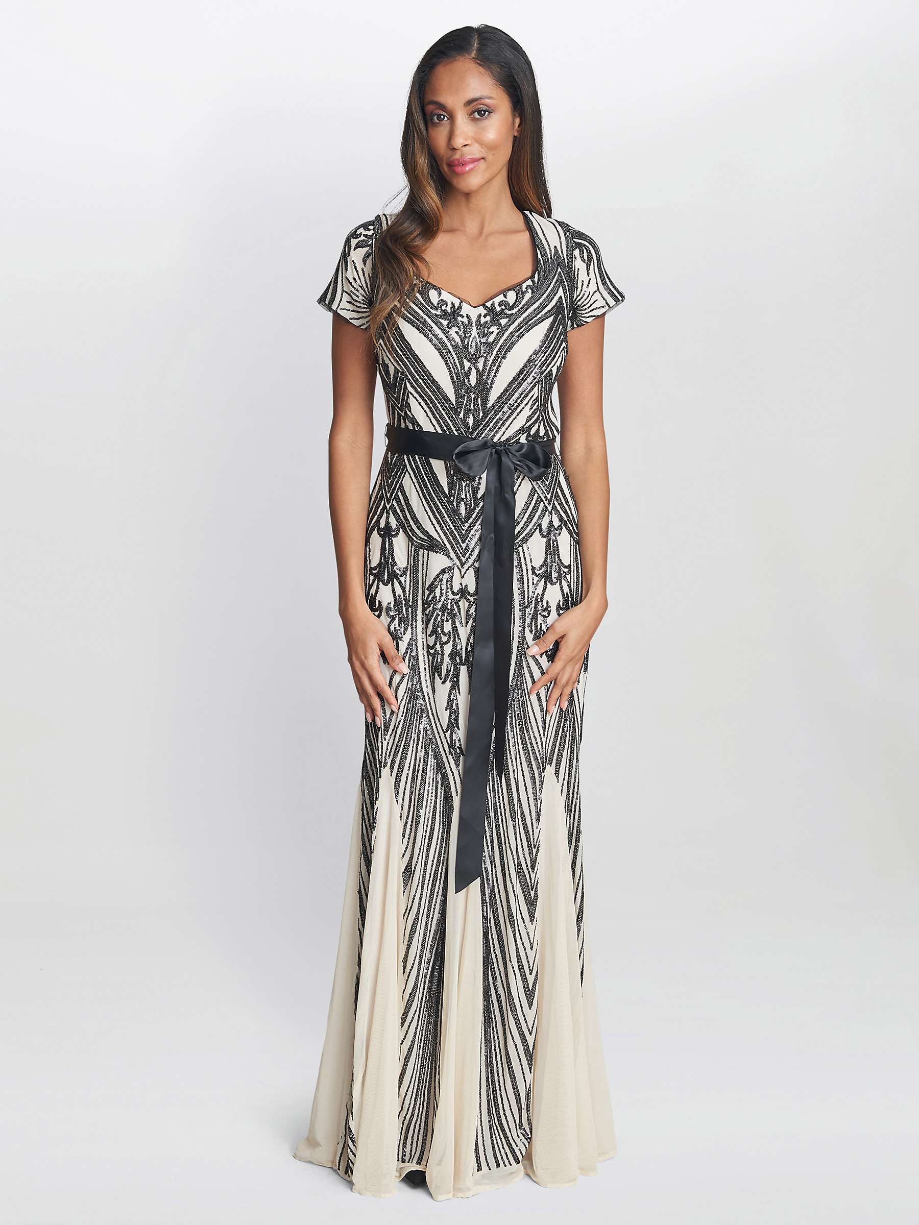 Buy Gina Bacconi Amelia Beaded Maxi Dress, Ivory/Black Online at johnlewis.com