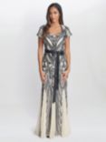 Gina Bacconi Amelia Beaded Maxi Dress, Ivory/Black