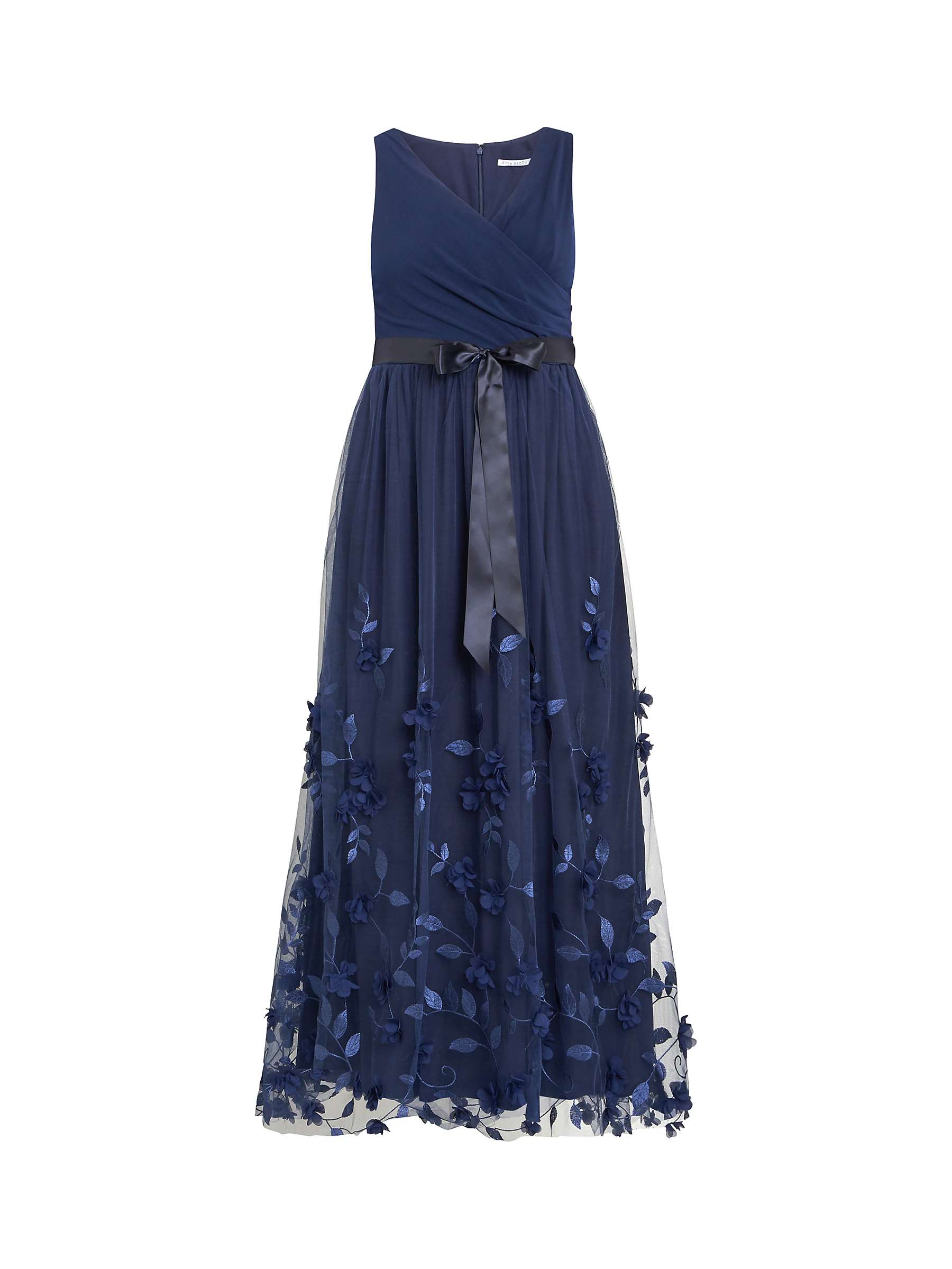Buy Gina Bacconi Olyssia Leaf Embroidery Maxi Dress, Navy Online at johnlewis.com
