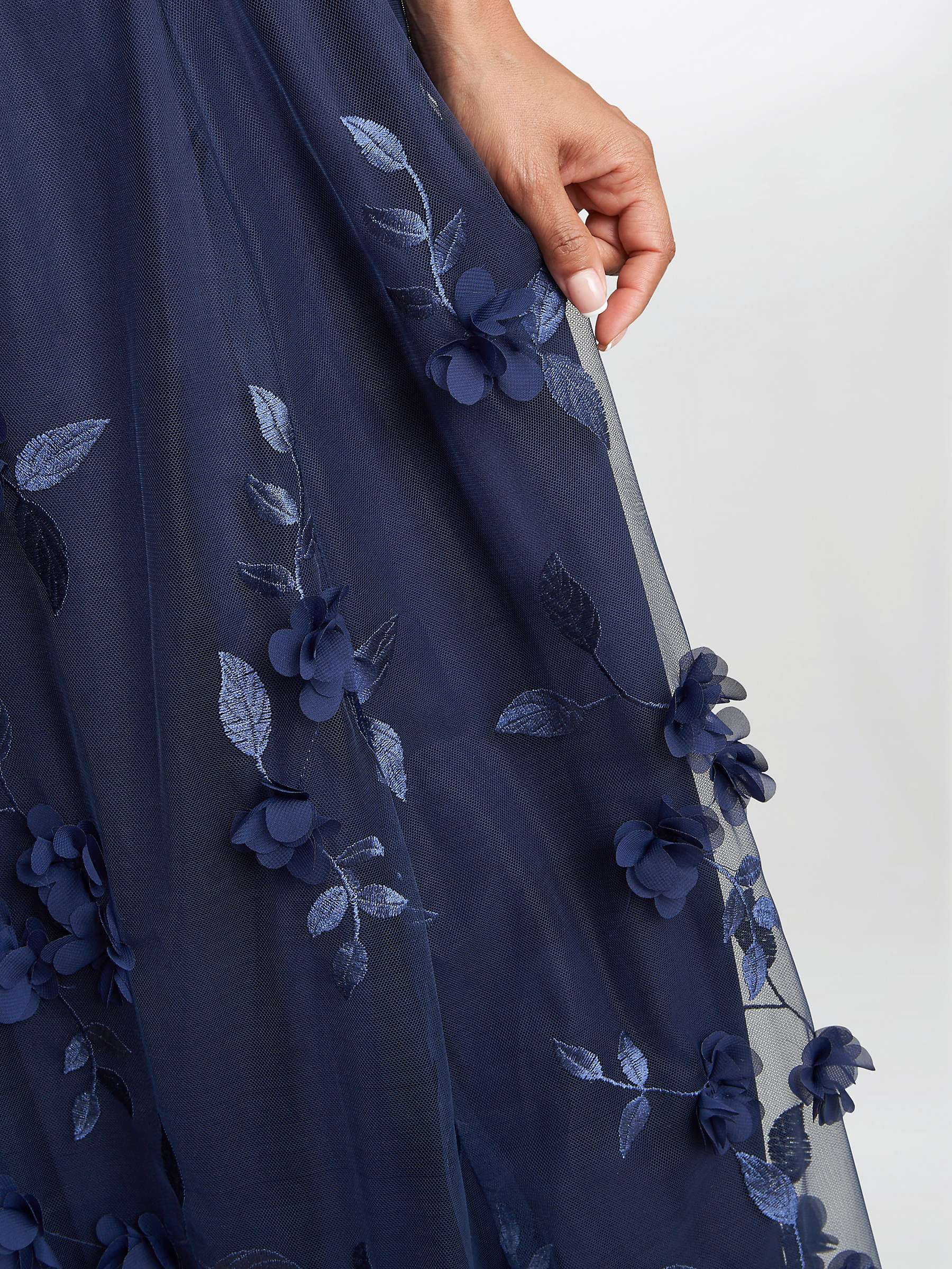 Buy Gina Bacconi Olyssia Leaf Embroidery Maxi Dress, Navy Online at johnlewis.com