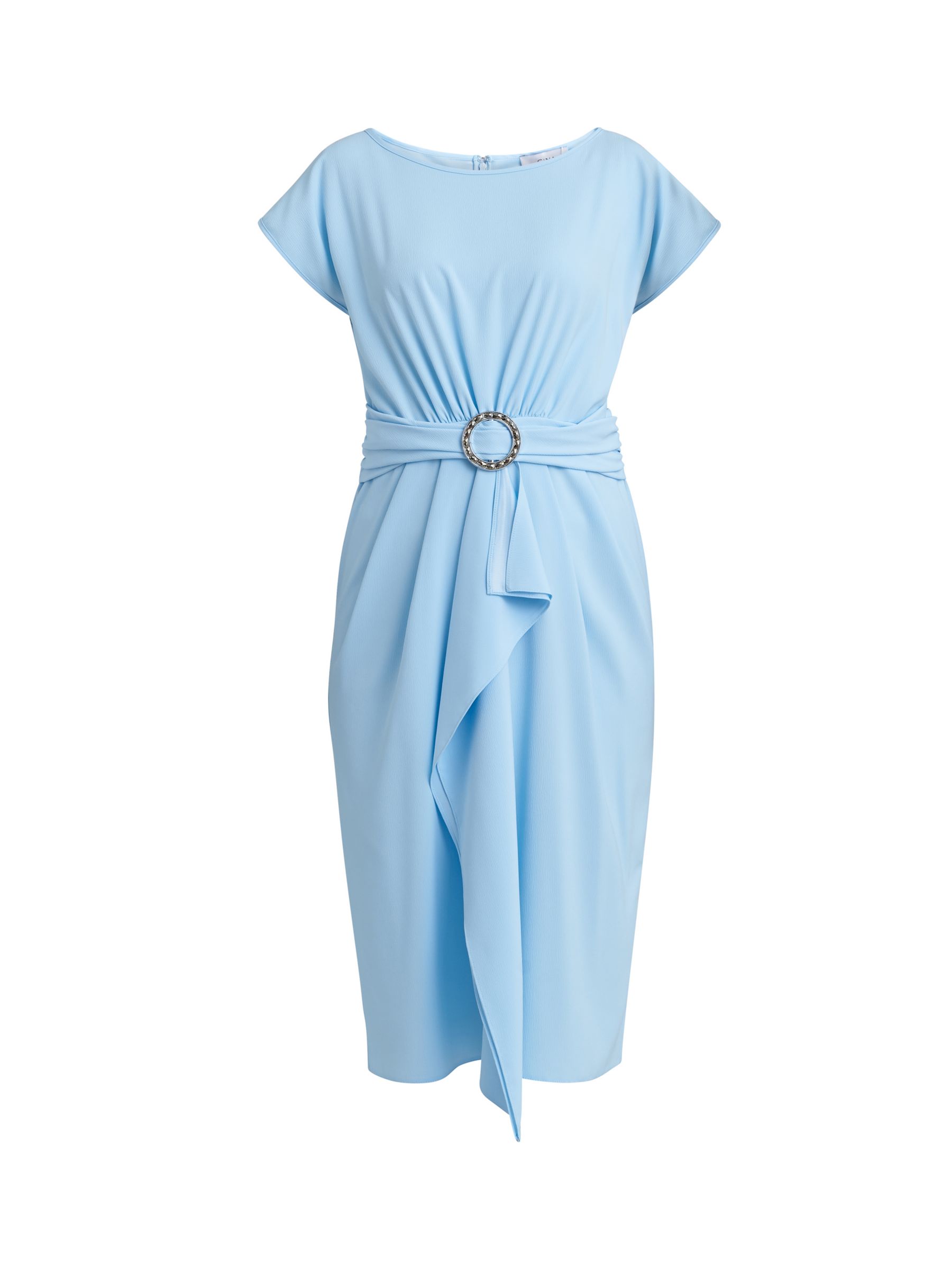 Gina Bacconi Pelia Diamante Buckle Crepe Midi Dress, Blue, 8