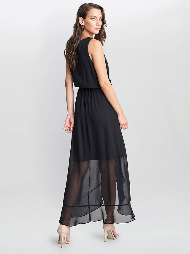 Gina Bacconi Imogen Wrap Maxi Dress, Black at John Lewis & Partners