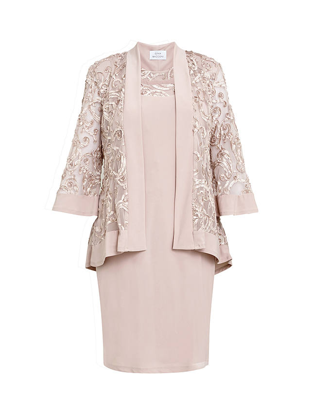 Gina Bacconi Beverley Dress and Jacket Set, Blush