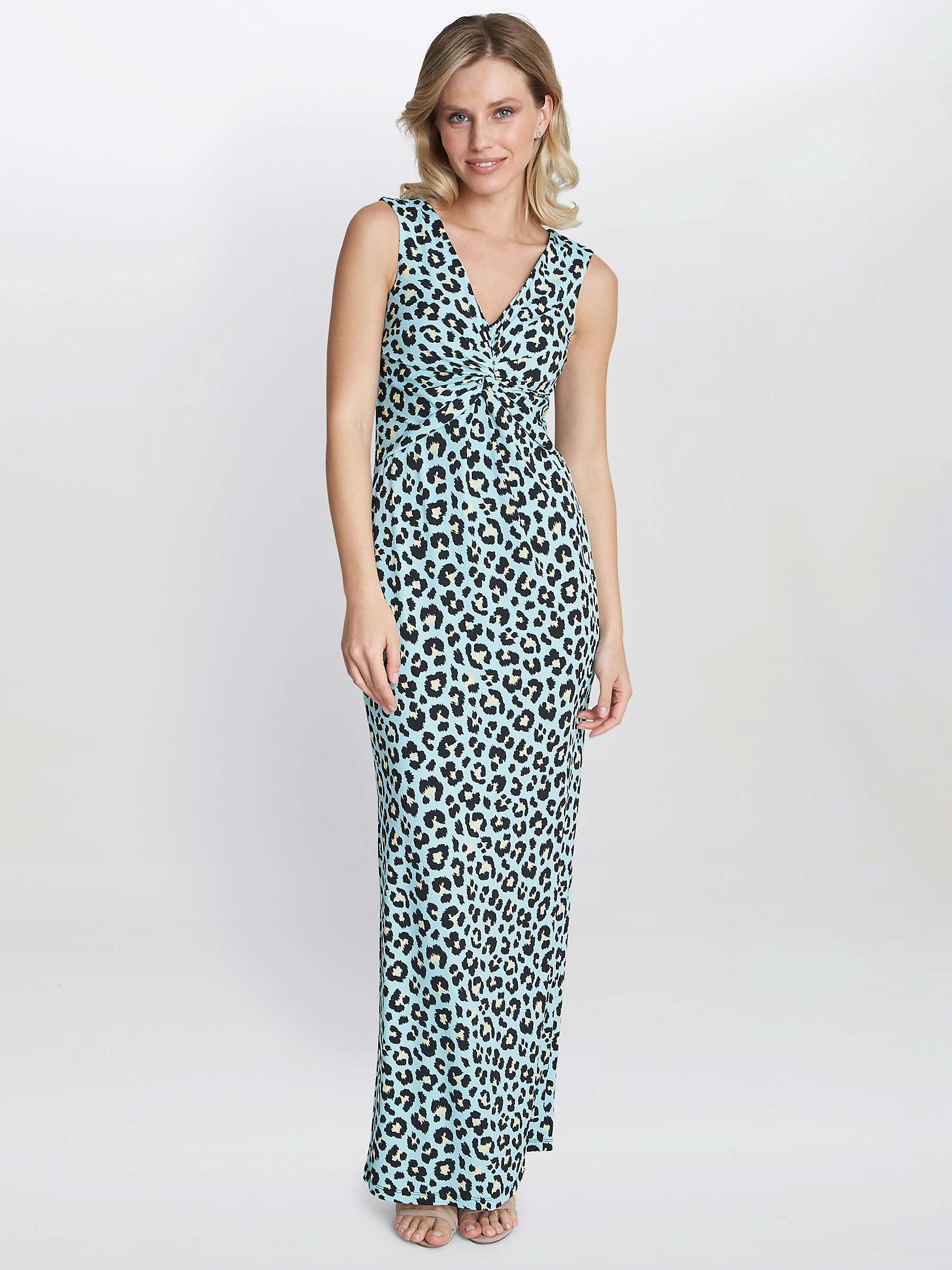 Buy Gina Bacconi Hudson Leopard Print Maxi Dress, Turquoise Online at johnlewis.com