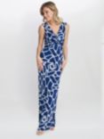 Gina Bacconi Irene Rope Print Maxi Dress, Navy, Navy