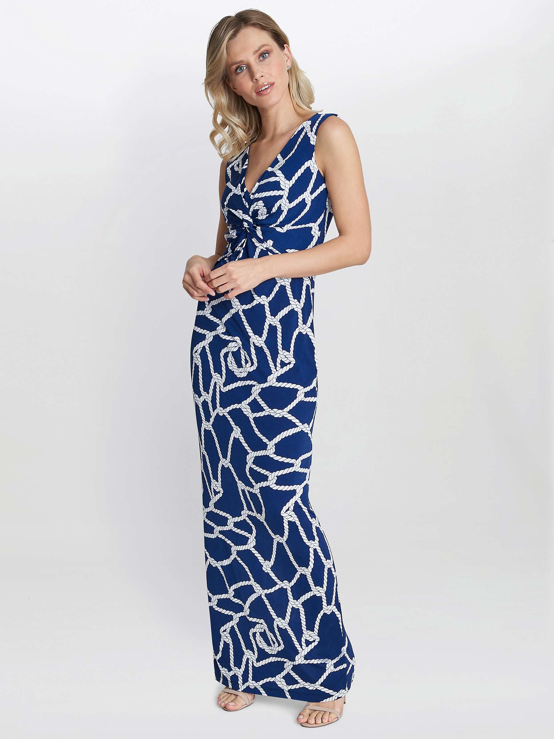 Buy Gina Bacconi Irene Rope Print Maxi Dress, Navy Online at johnlewis.com