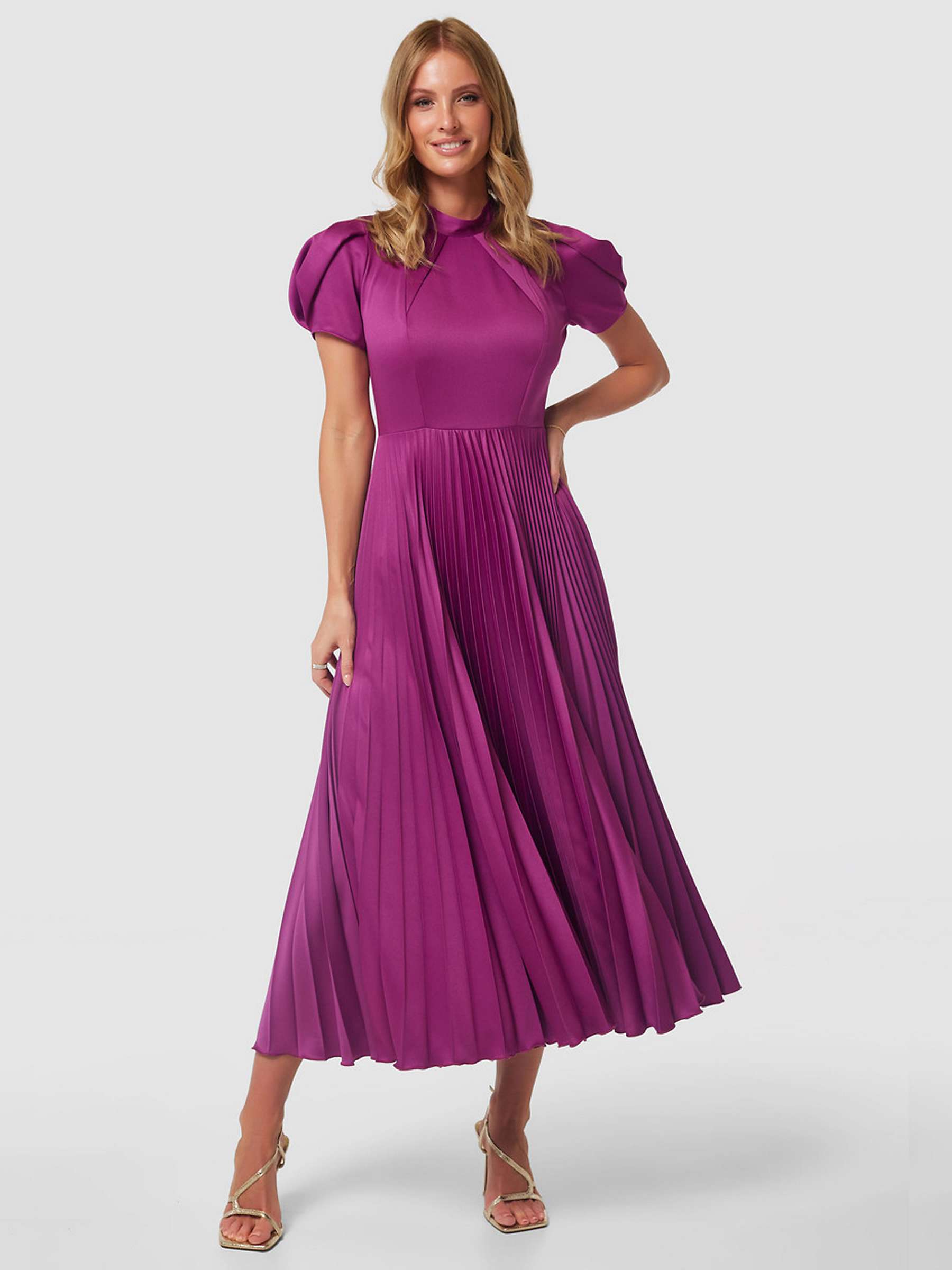 Buy Closet London Puff Sleeve Pleated Midi Dress Online at johnlewis.com