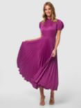 Closet London Puff Sleeve Pleated Midi Dress