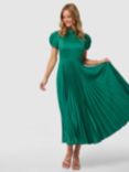 Closet London Puff Sleeve Pleated Midi Dress, Green