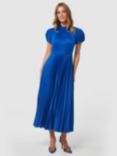 Closet London Puff Sleeve Pleated Midi Dress, Blue