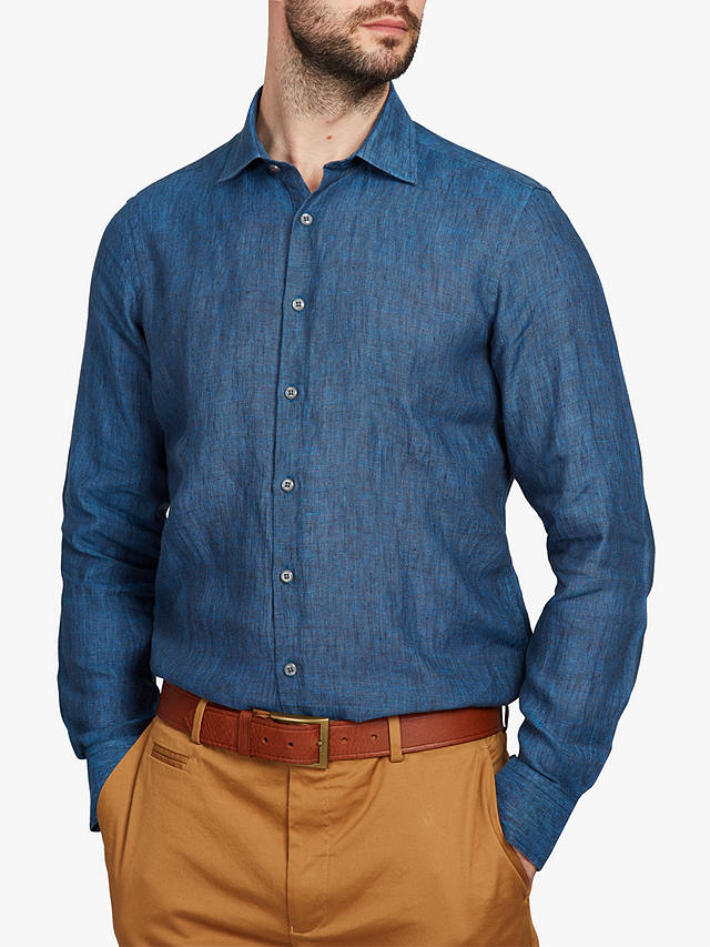 Simon Carter Plain Linen Shirt, Indigo