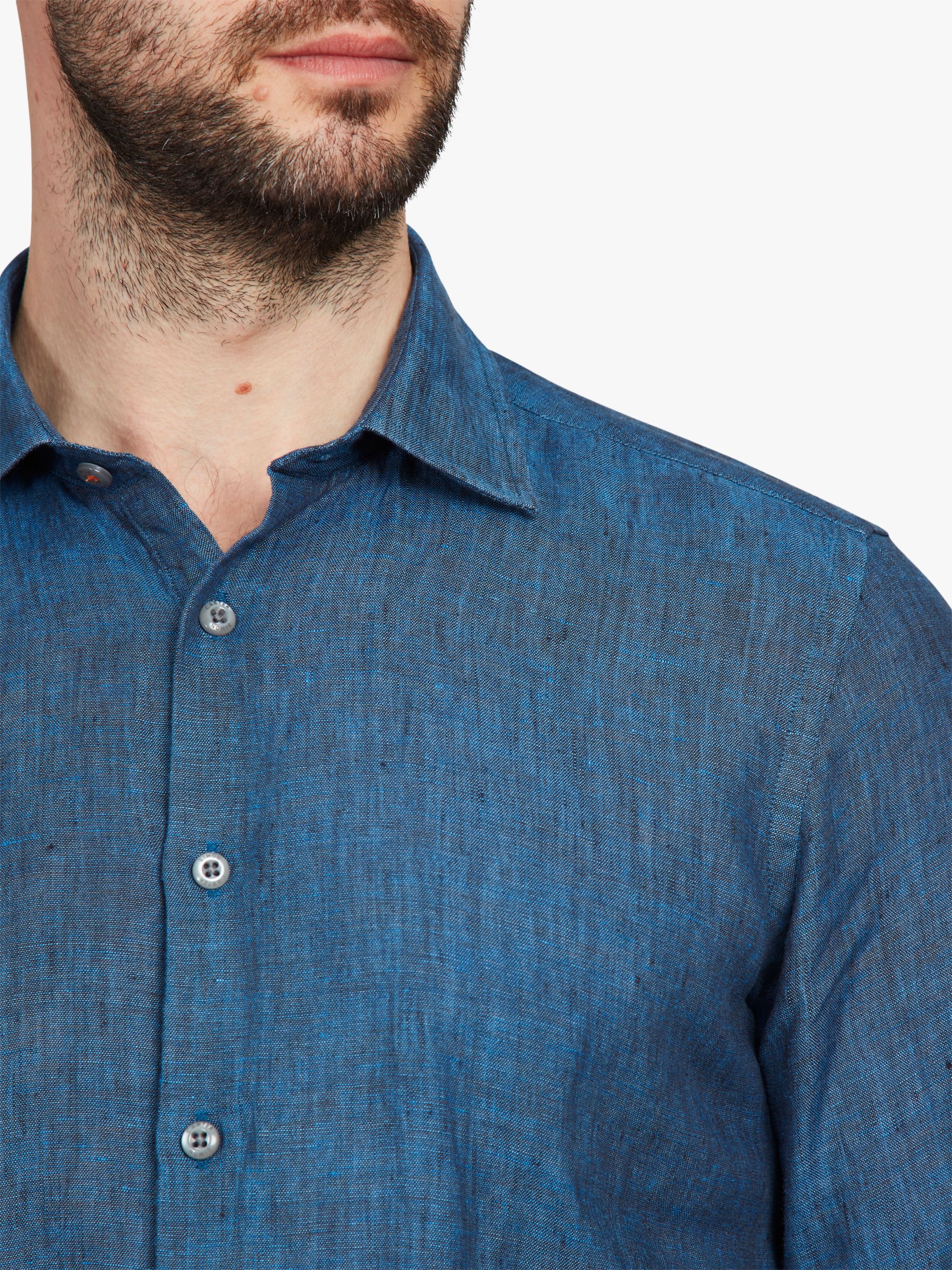 Buy Simon Carter Plain Linen Shirt, Indigo Online at johnlewis.com