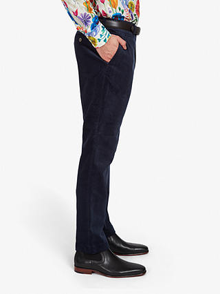 Simon Carter Straight Fit Cord Trousers, Blue