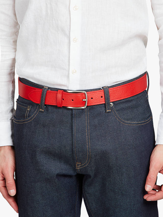 Simon Carter Leather Jeans Belt, Red