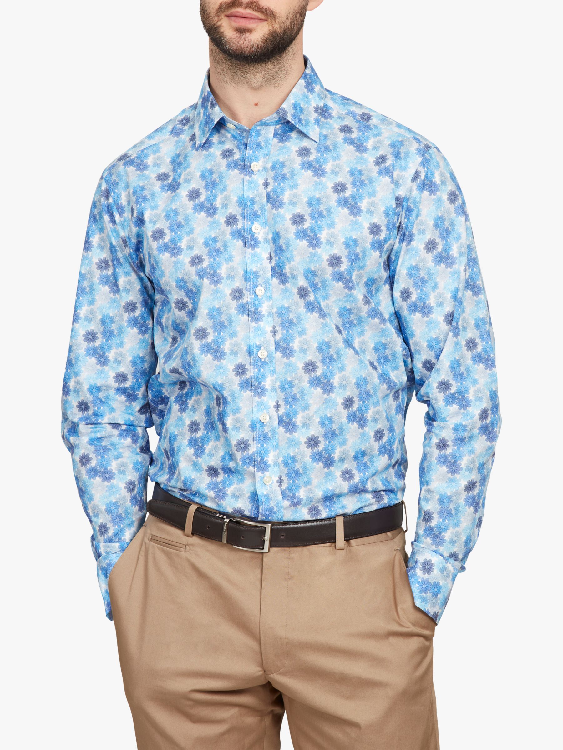 Simon Carter Spriograph Floral Shirt, Blue/Multi, 15.5
