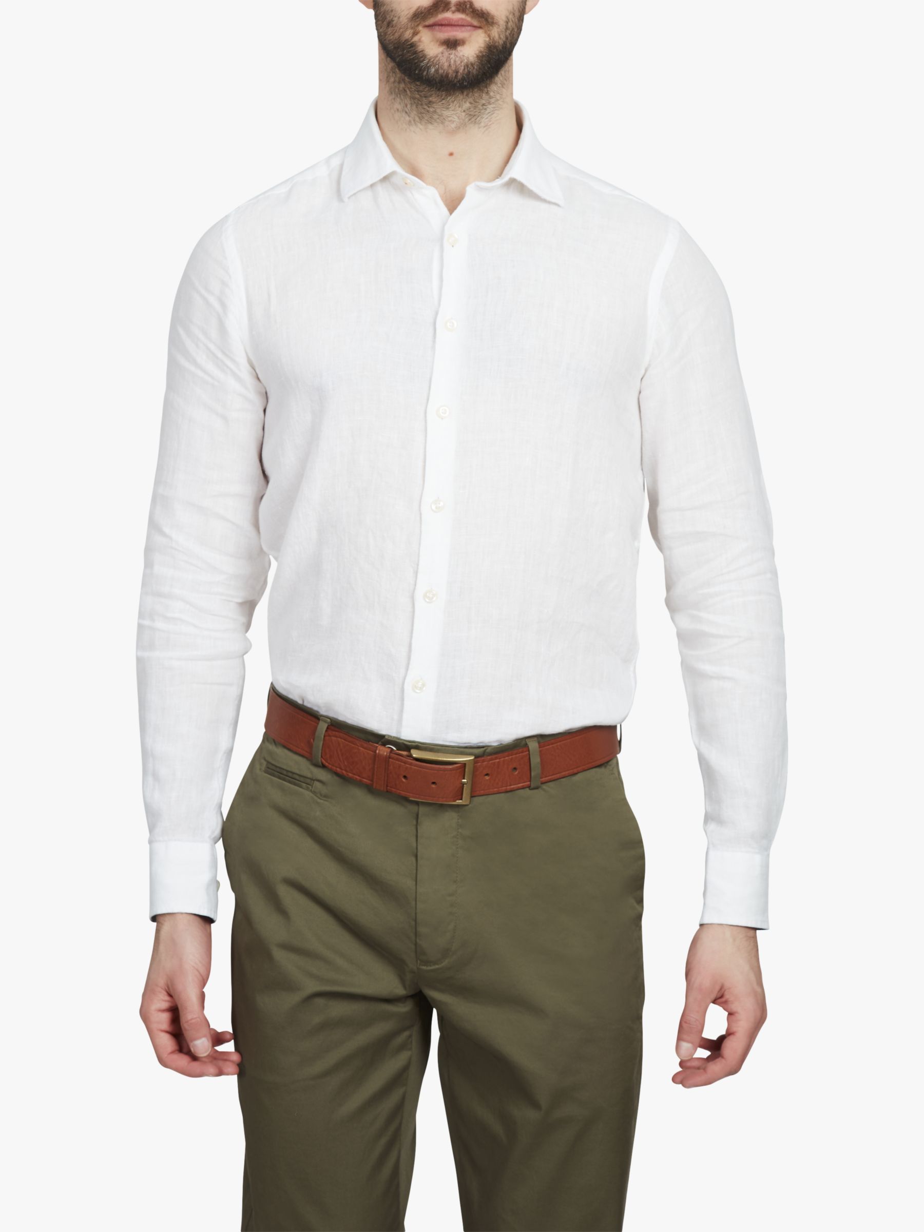 Buy Simon Carter Linen Long Sleeve Shirt, White Online at johnlewis.com