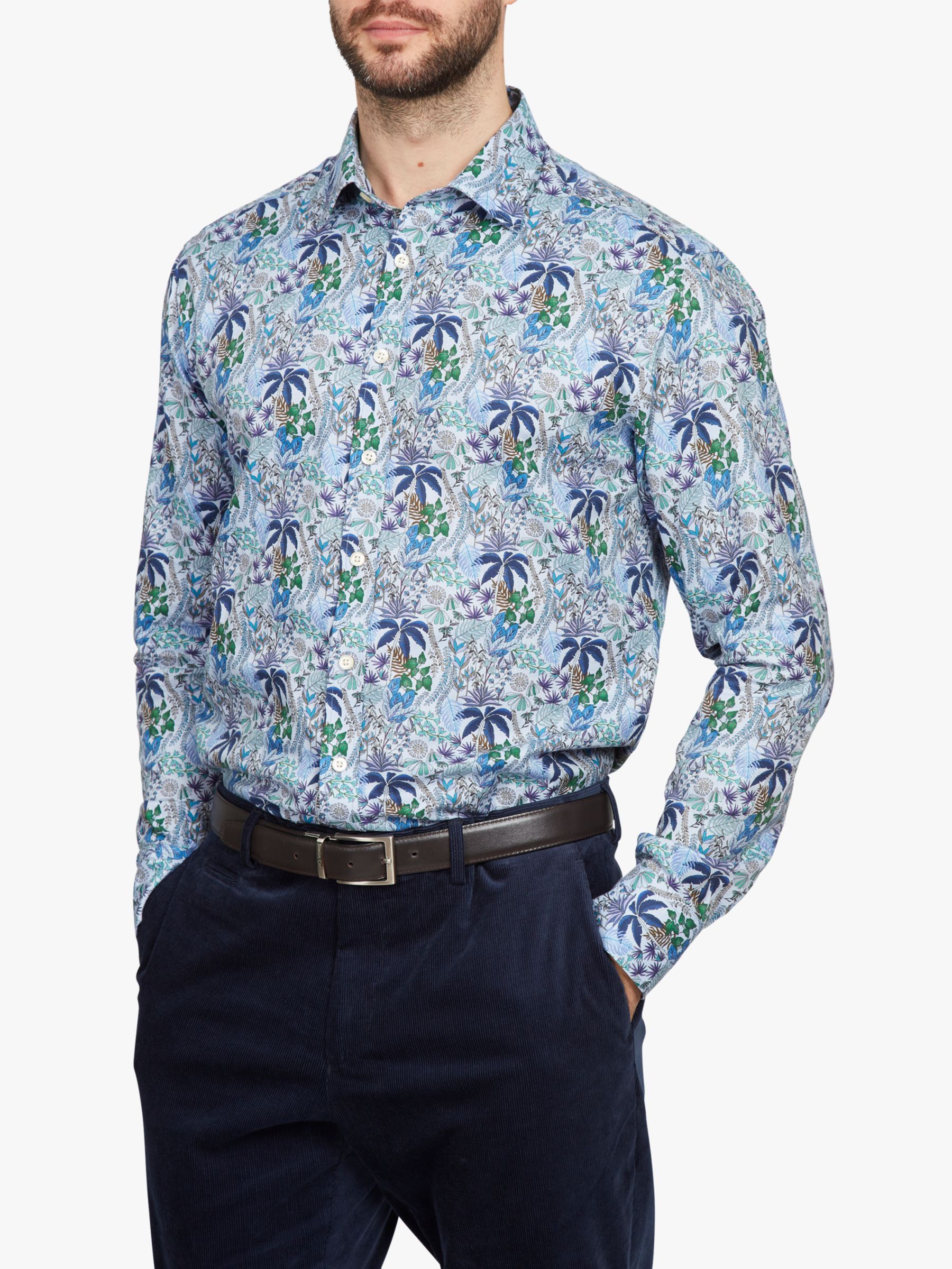 Simon Carter Oxford Palms Shirt, Blue Multi, 15