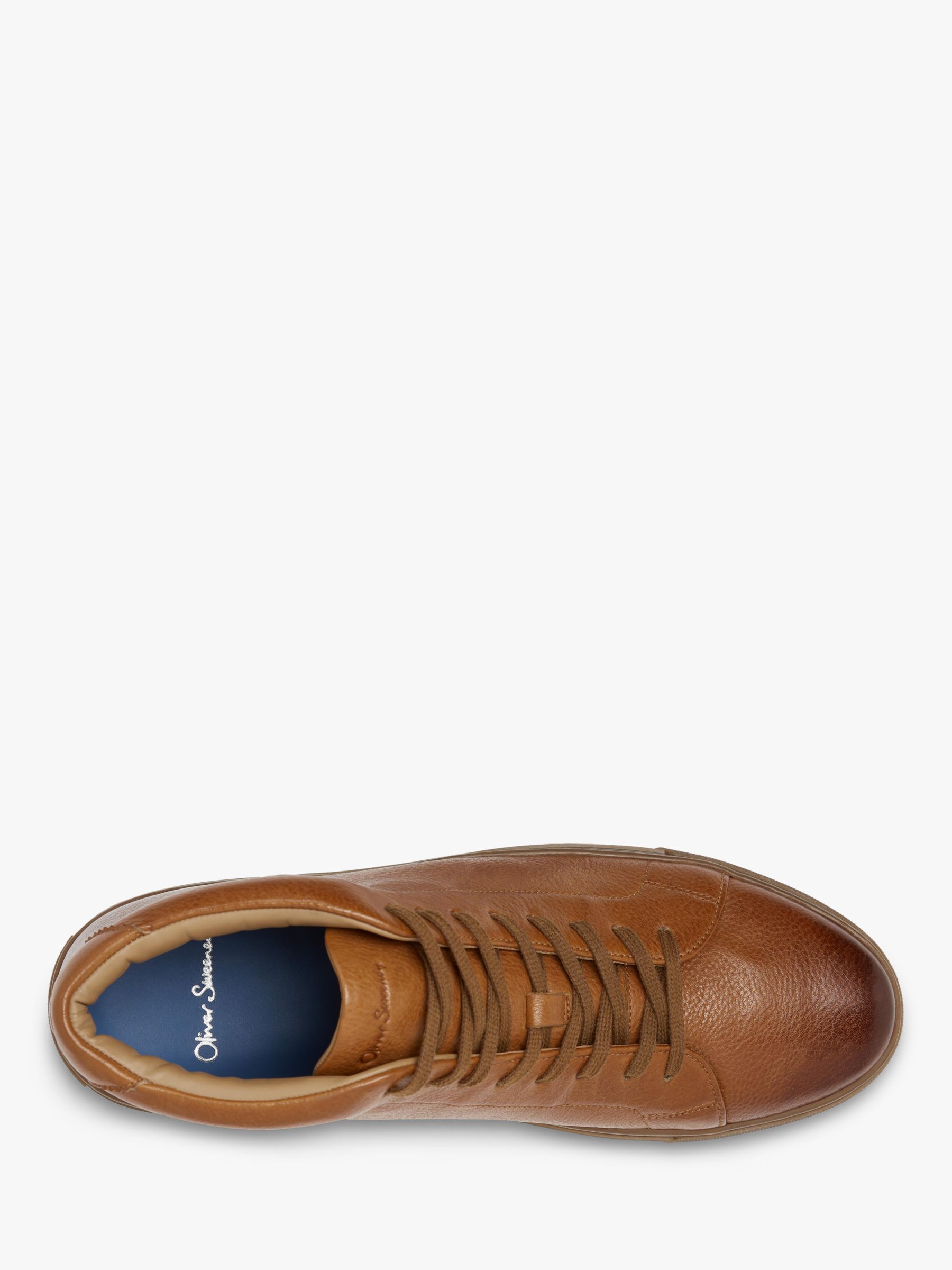 Oliver Sweeney Laxey Leather Hi-Top Trainers, Light Tan at John Lewis ...