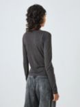 AND/OR Raine Plain Ruched Top, Charcoal Marl